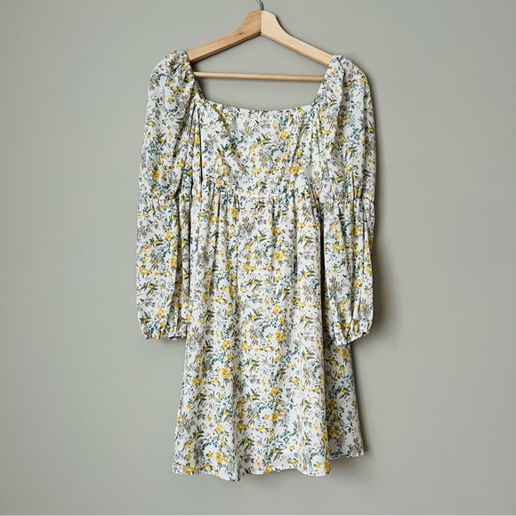 {Exlura} Floral Square Neck Puff Sleeve Dress - Picture 5 of 6